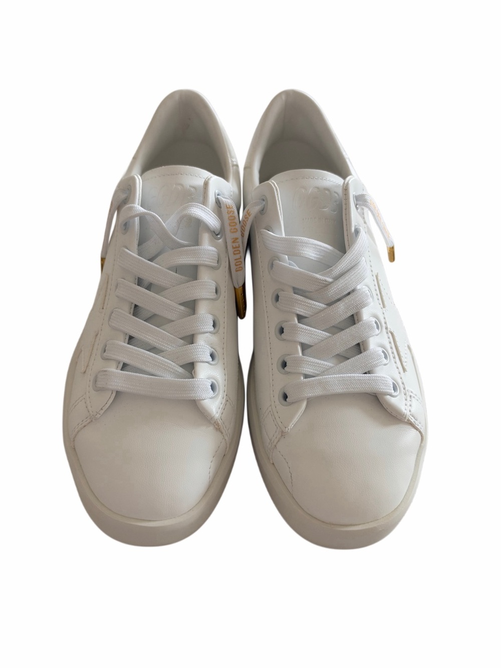 Golden Goose Purestar White Leather Low Top Platform Sneakers Size 37